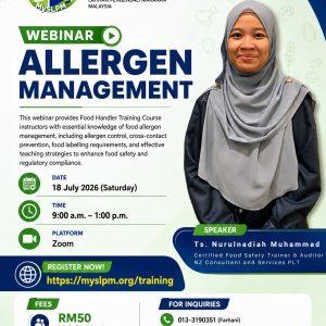 ALLERGEN MANAGEMENT | 18 JULAI 2026 | Sabtu |  9AM - 1PM